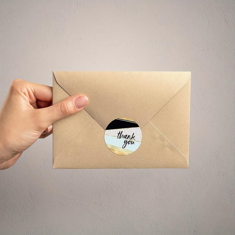 50pcs Round Thank You Stickers - 8 Styles - 2.0x0.98in - Packaging Dec