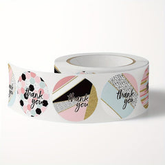 50pcs Round Thank You Stickers - 8 Styles - 2.0x0.98in - Packaging Dec
