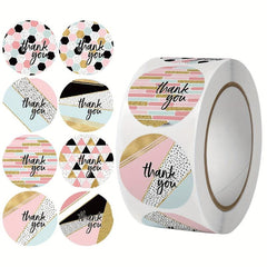 50pcs Round Thank You Stickers - 8 Styles - 2.0x0.98in - Packaging Dec