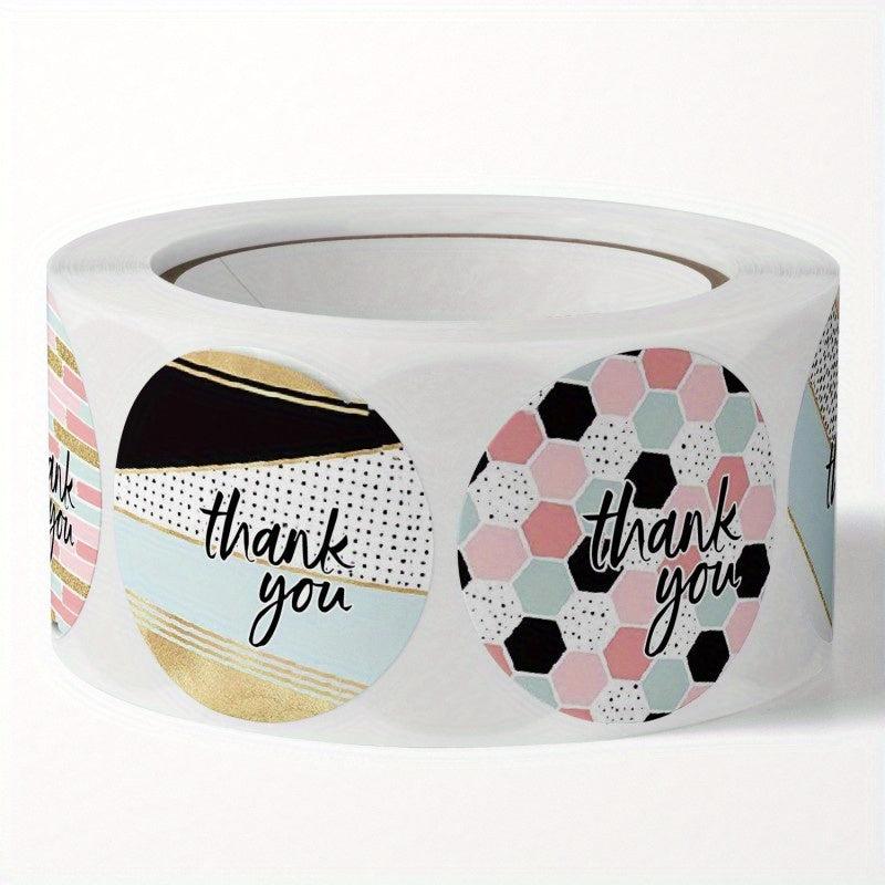 50pcs Round Thank You Stickers - 8 Styles - 2.0x0.98in - Packaging Dec
