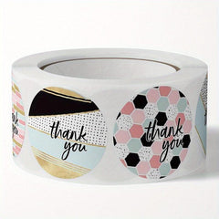 50pcs Round Thank You Stickers - 8 Styles - 2.0x0.98in - Packaging Dec
