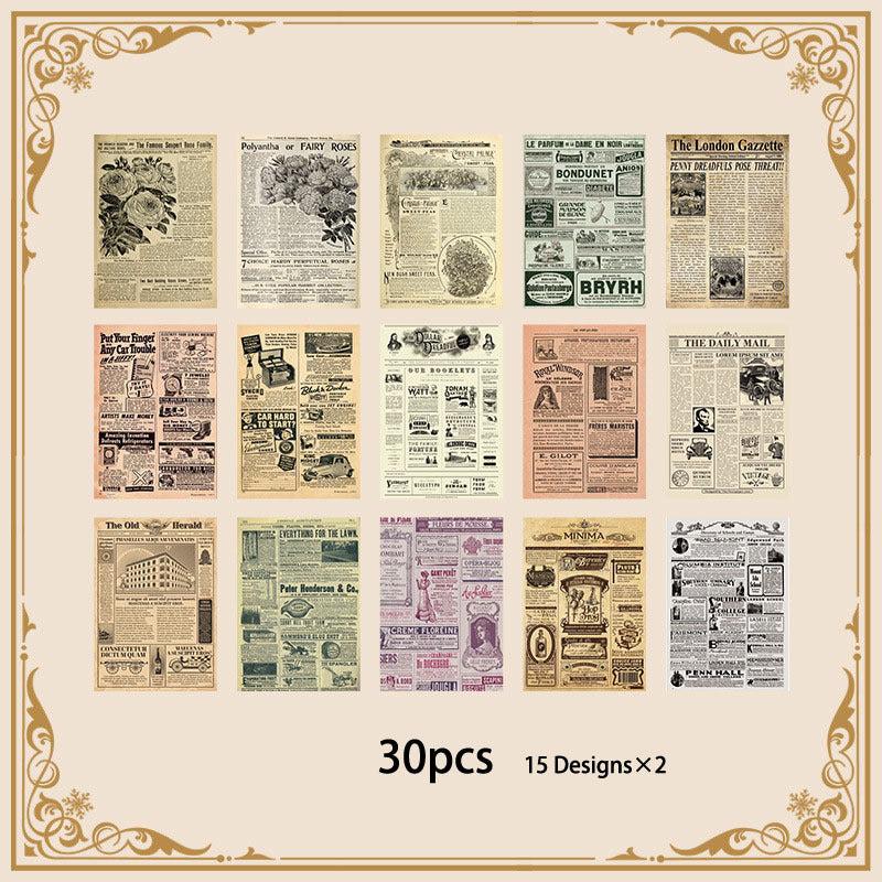 30pcs Vintage Journal Paper Pack