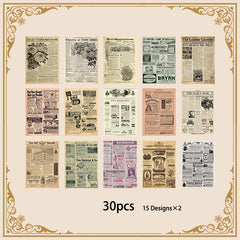 30pcs Vintage Journal Paper Pack