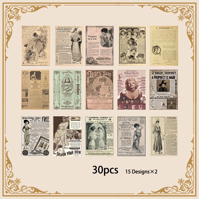 30pcs Vintage Journal Paper Pack