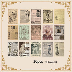 30pcs Vintage Journal Paper Pack