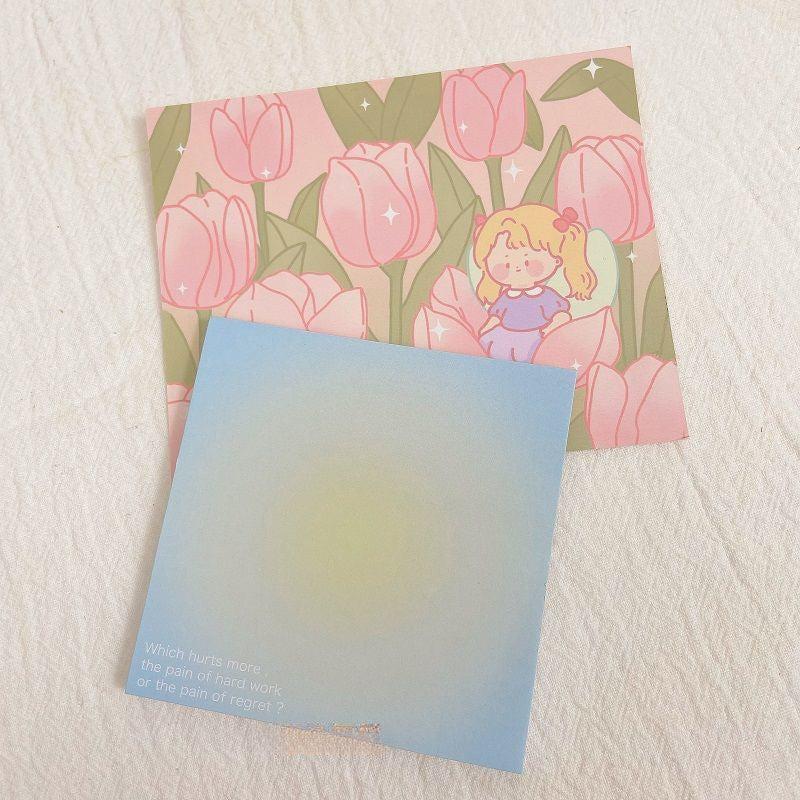 2PCS High Beauty Memo Tearable Non Adhesive Memo Paper Student Book Girl Heart