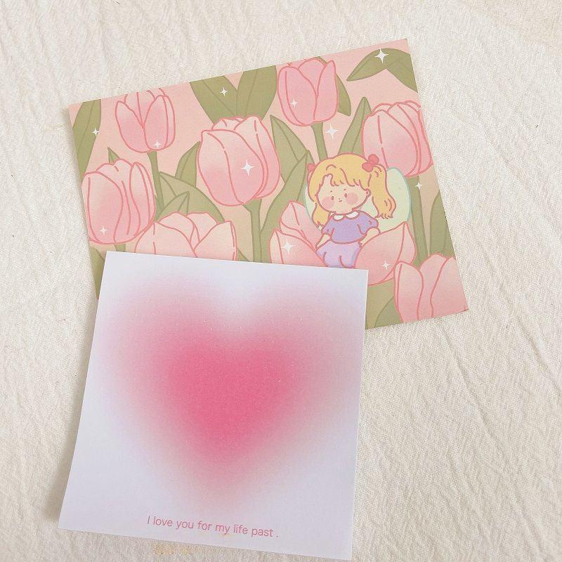 2PCS High Beauty Memo Tearable Non Adhesive Memo Paper Student Book Girl Heart