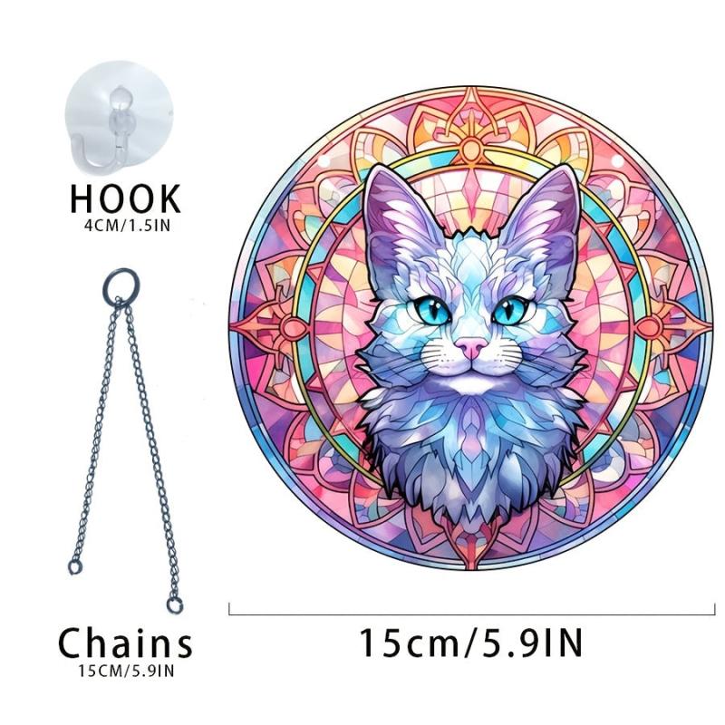 Cat Acrylic Glass Ornament Party Decor Fresh Boutique Hanging Window Decoration
