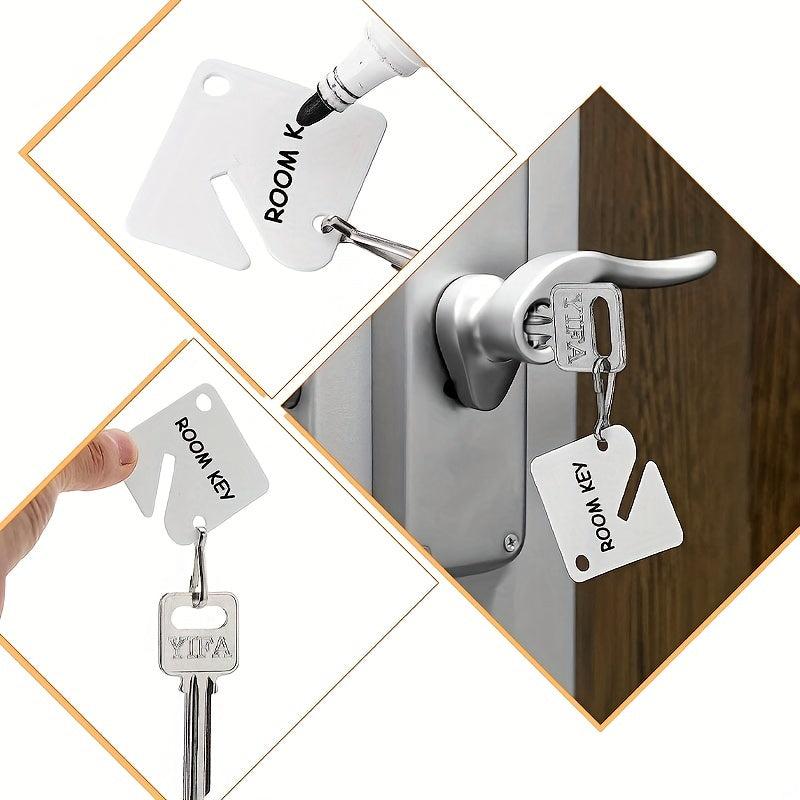 50pcs Rack Key Tags 3.81 Cm Slotted Plastic Tags with Metal Snap Hooks