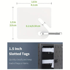 50pcs Rack Key Tags 3.81 Cm Slotted Plastic Tags with Metal Snap Hooks