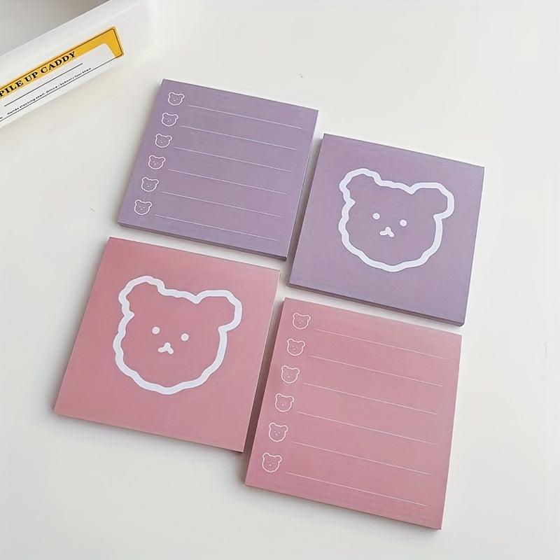 50pcs Cartoon Bear Notepad Nonstick Forgot Note Book