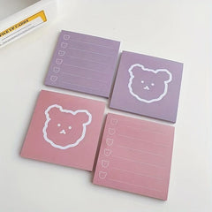 50pcs Cartoon Bear Notepad Nonstick Forgot Note Book