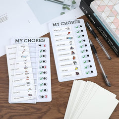 2pcs Chore Chart Checklists w/ 10 DIY Paper Sheets & Pens