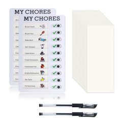 2pcs Chore Chart Checklists w/ 10 DIY Paper Sheets & Pens