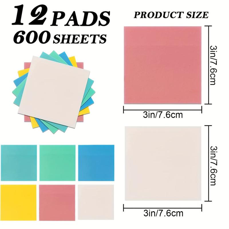 Transparent Sticky Notes 600 Sheets 12 Pads Waterproof Memo Papers