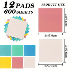 Transparent Sticky Notes 600 Sheets 12 Pads Waterproof Memo Papers