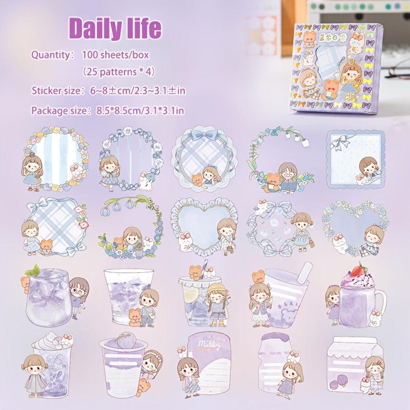 100 Sheets 1 Box Sticky Notes Cartoon Creative Small Box Sticky Notes Stickers