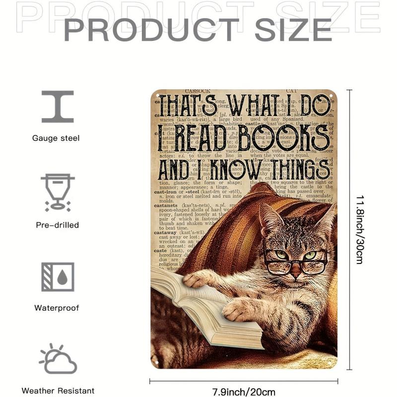 Metal Tin Sign 8''x12'' Books & Knowledge Wall Bathroom Bar Decor