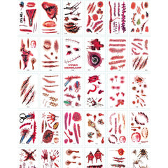 30pcs Scar Halloween Tattoo Stickers Funny Horror Waterproof Realistic Stickers