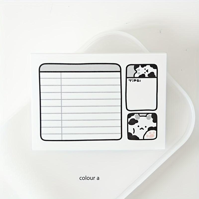 Cow Cat Student Memo Pad Non Sticky Paper Learning Notes