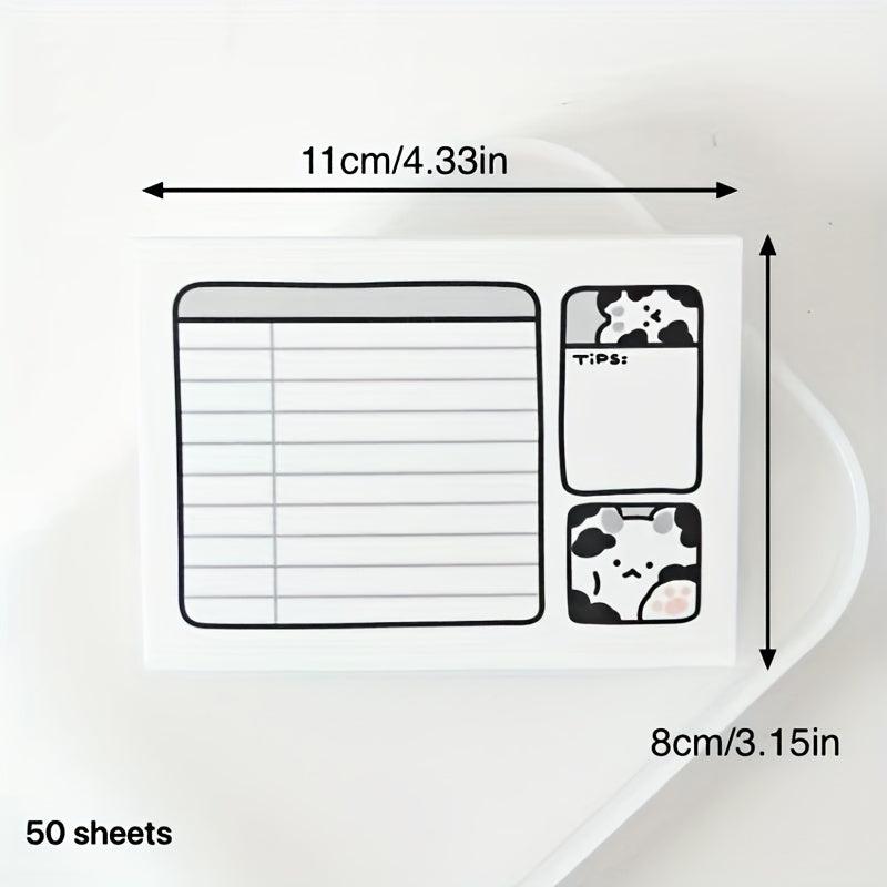 Cow Cat Student Memo Pad Non Sticky Paper Learning Notes