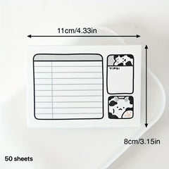 Cow Cat Student Memo Pad Non Sticky Paper Learning Notes