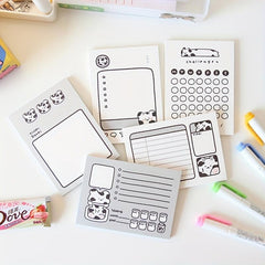 Cow Cat Student Memo Pad Non Sticky Paper Learning Notes