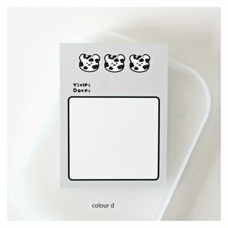 Cow Cat Student Memo Pad Non Sticky Paper Learning Notes