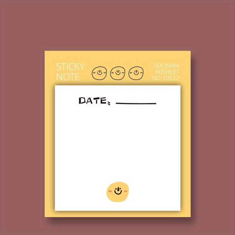 Smile Face Sticky Notes 60 Sheets Cute Cartoon Notepad Stickers