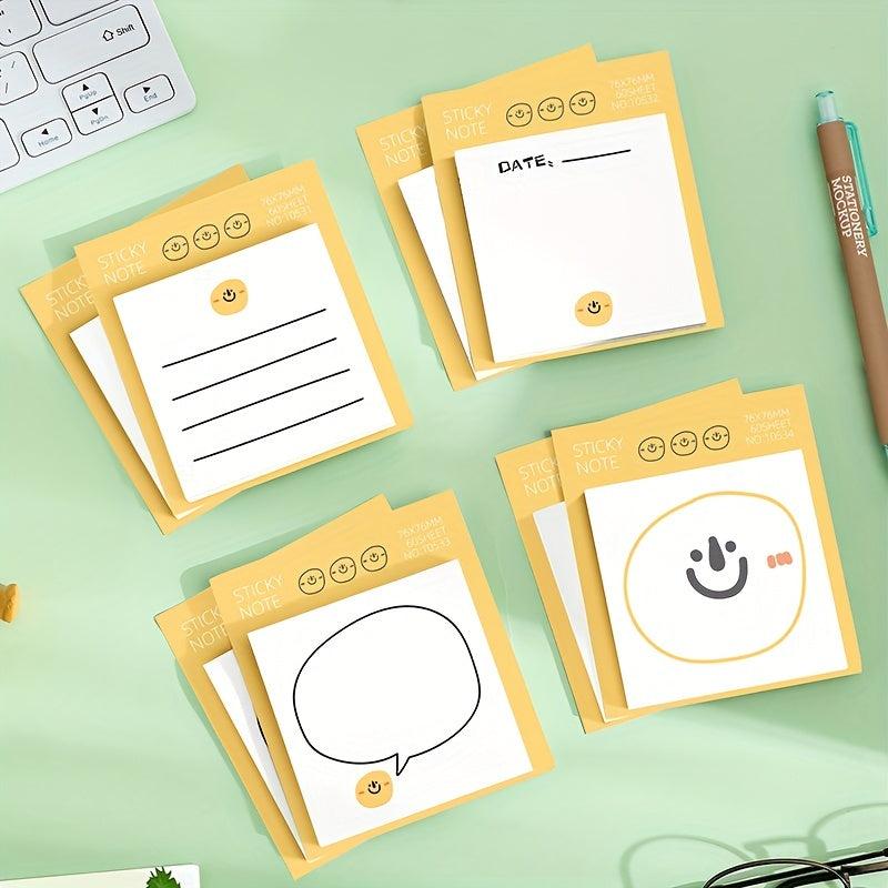Smile Face Sticky Notes 60 Sheets Cute Cartoon Notepad Stickers