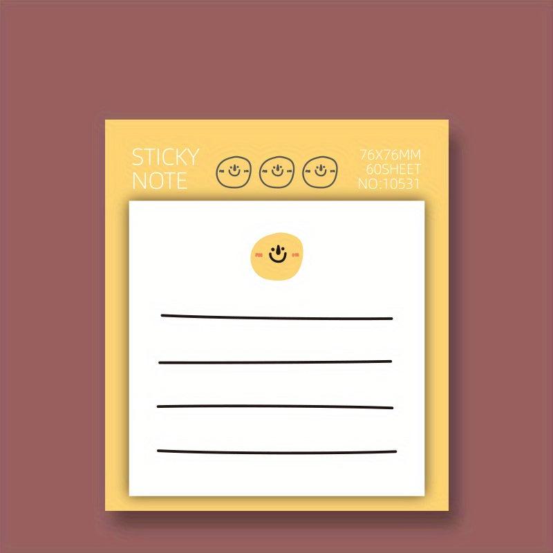 Smile Face Sticky Notes 60 Sheets Cute Cartoon Notepad Stickers