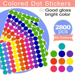 2800 PCS 40 Sheets Colored Dot Stickers Round Coding Labels Circle Dots Labels