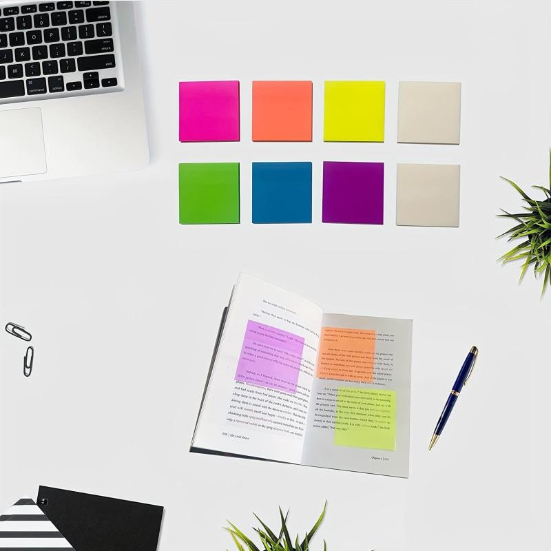 8PCS Square Sticky Notes Adhesive Waterproof Memo Pads Stickers