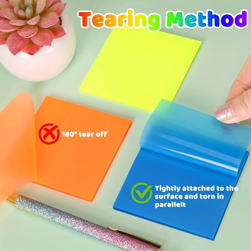 8PCS Square Sticky Notes Adhesive Waterproof Memo Pads Stickers