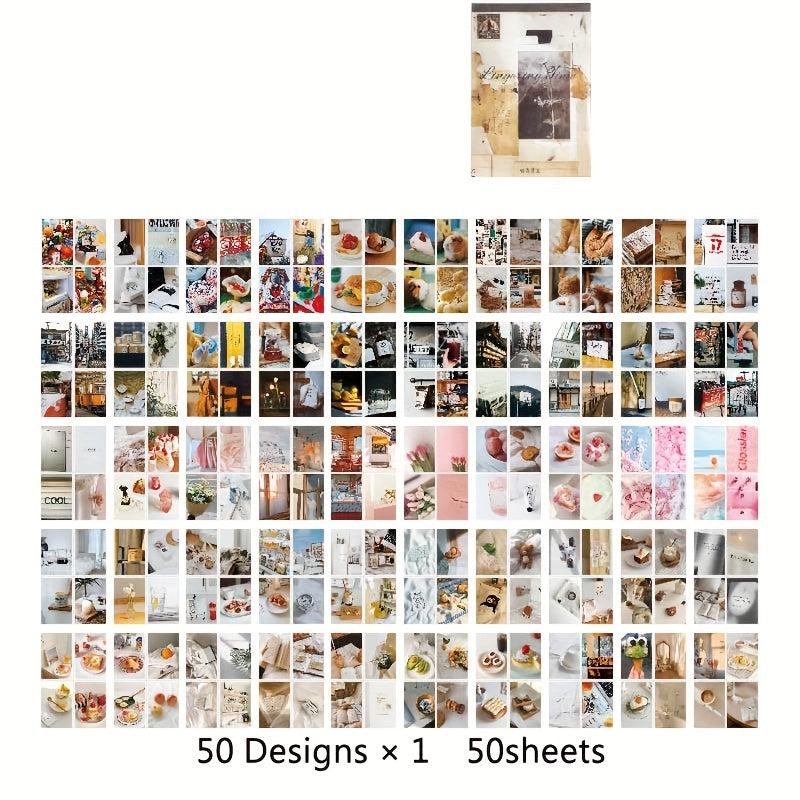 Retro Literary Journal Collage Sticker Book Time Series - 50 Sheets