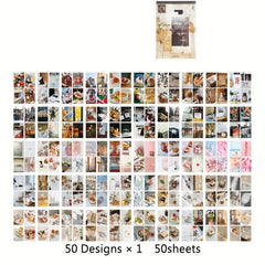 Retro Literary Journal Collage Sticker Book Time Series - 50 Sheets