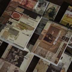 Retro Literary Journal Collage Sticker Book Time Series - 50 Sheets