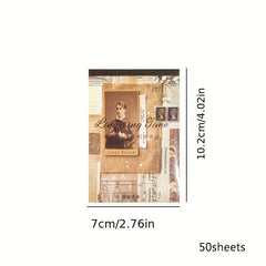 Retro Literary Journal Collage Sticker Book Time Series - 50 Sheets