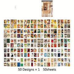 Retro Literary Journal Collage Sticker Book Time Series - 50 Sheets