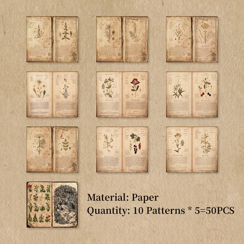 50pcs Palace Secrets Vintage Flowers Scrapbook Paper Kit for Junk Journaling