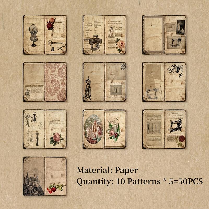 50pcs Palace Secrets Vintage Flowers Scrapbook Paper Kit for Junk Journaling