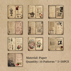 50pcs Palace Secrets Vintage Flowers Scrapbook Paper Kit for Junk Journaling