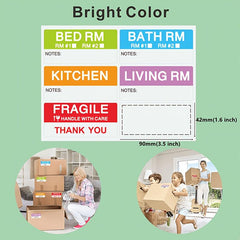 20 Sheets 6 Colors Copper Printed 90x42mm Moving Labels Pack