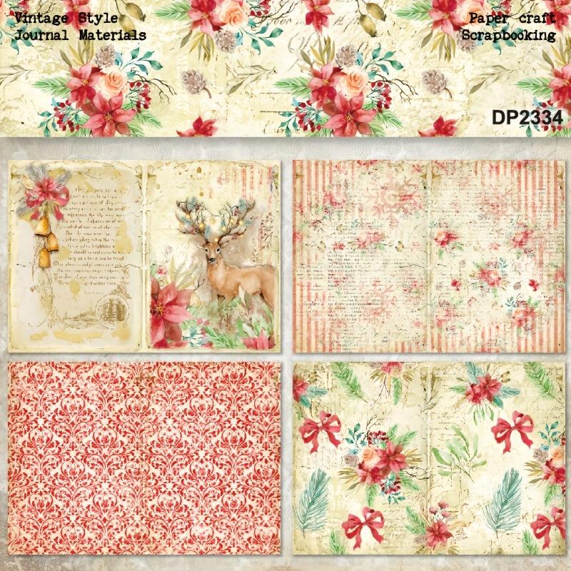8pcs A5 Single Sided Pattern Paper Merry Christmas Background