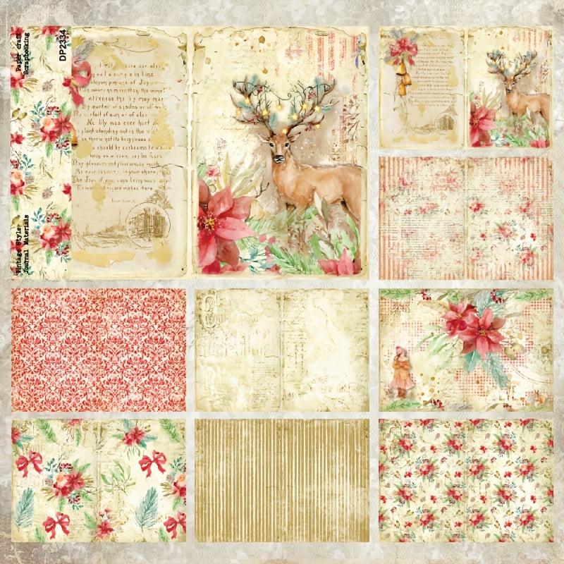 8pcs A5 Single Sided Pattern Paper Merry Christmas Background