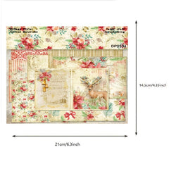 8pcs A5 Single Sided Pattern Paper Merry Christmas Background