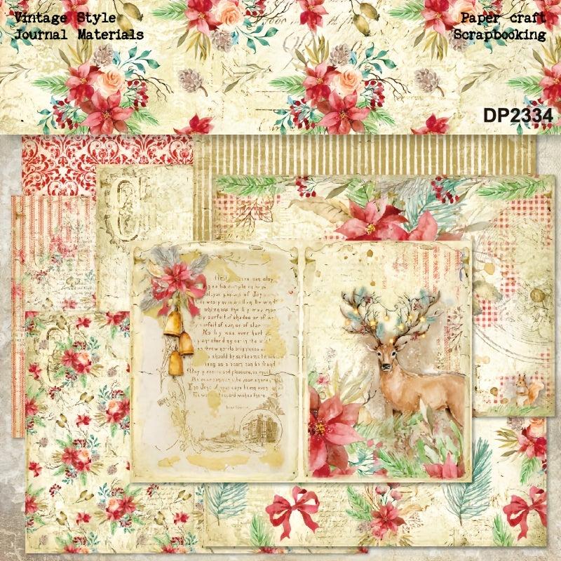 8pcs A5 Single Sided Pattern Paper Merry Christmas Background