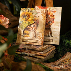 Whimsical Garden Cat Collage Kit - 30 Sheets