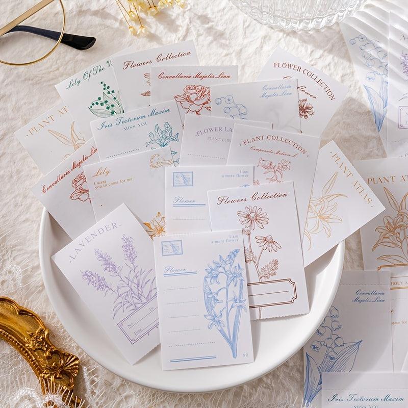 30 Pcs Romantic Flower Time Memo Pad Retro Botanical Notes
