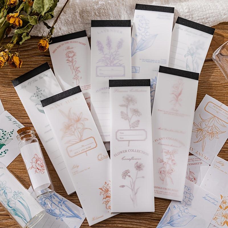 30 Pcs Romantic Flower Time Memo Pad Retro Botanical Notes